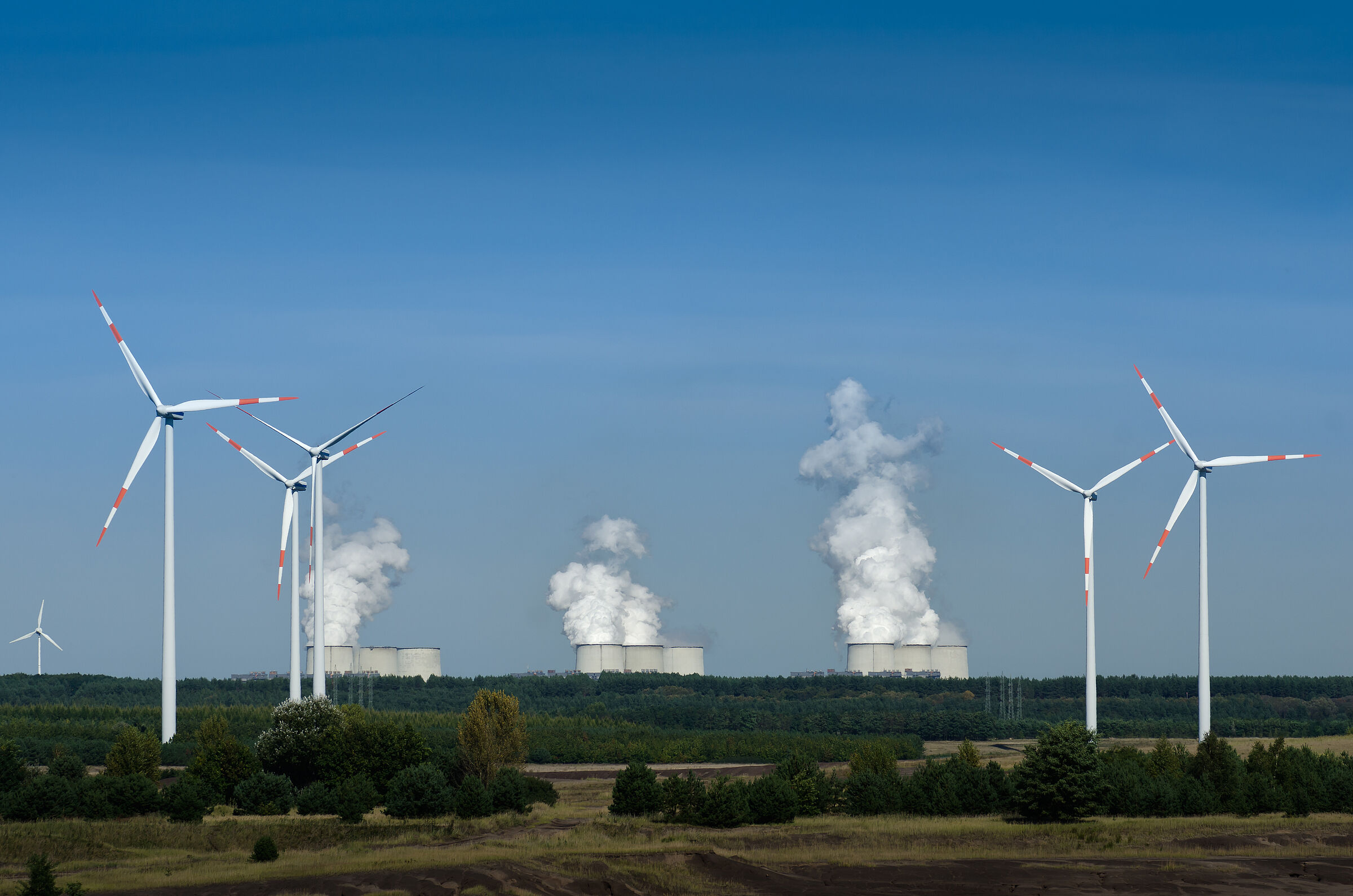 Kohlekraftwerk und Windräder (Foto: visdia - stock.adobe.com)