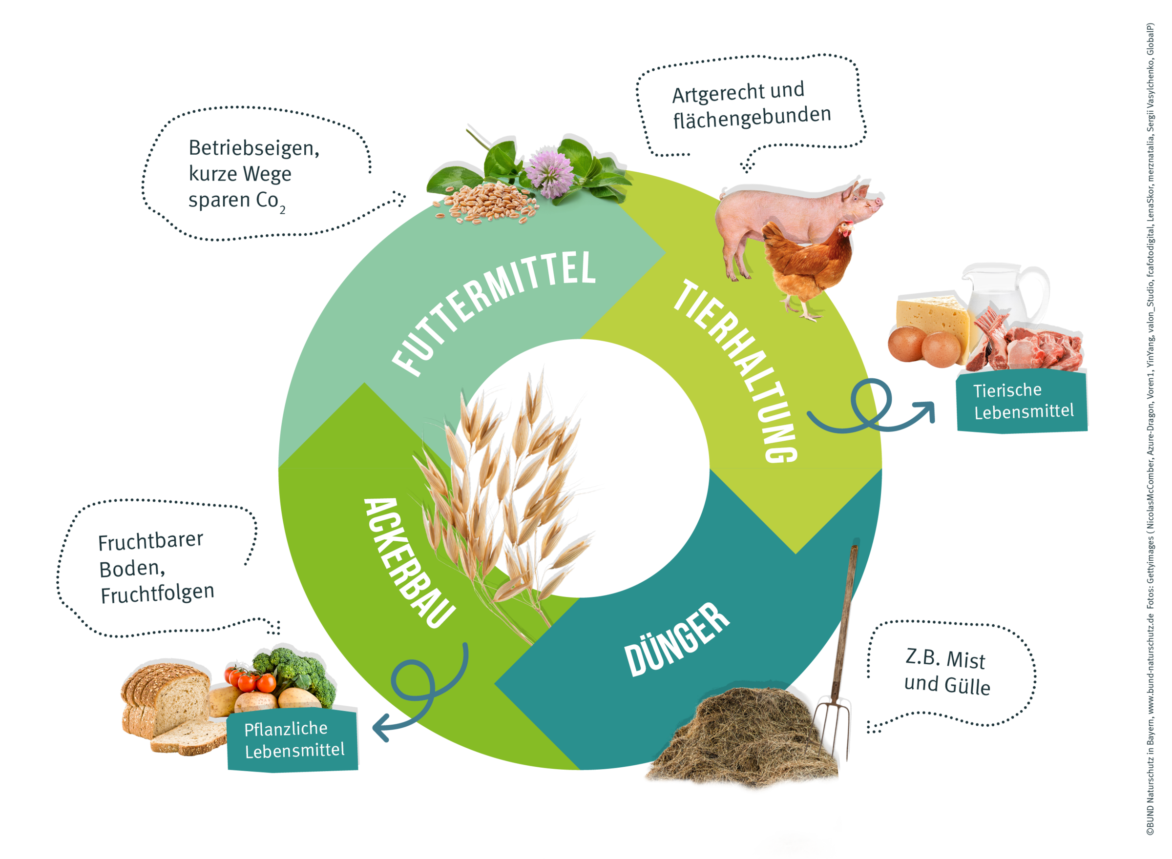 Die Grafik zeigt den angestrebten Kreislauf der Bio-Landwirtschaft.