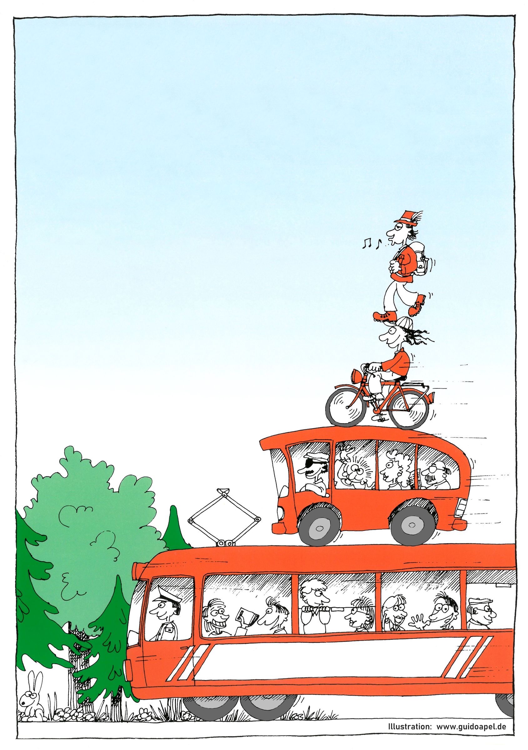 Zeichnung von Guido Apel: Verkehrsmusikanten