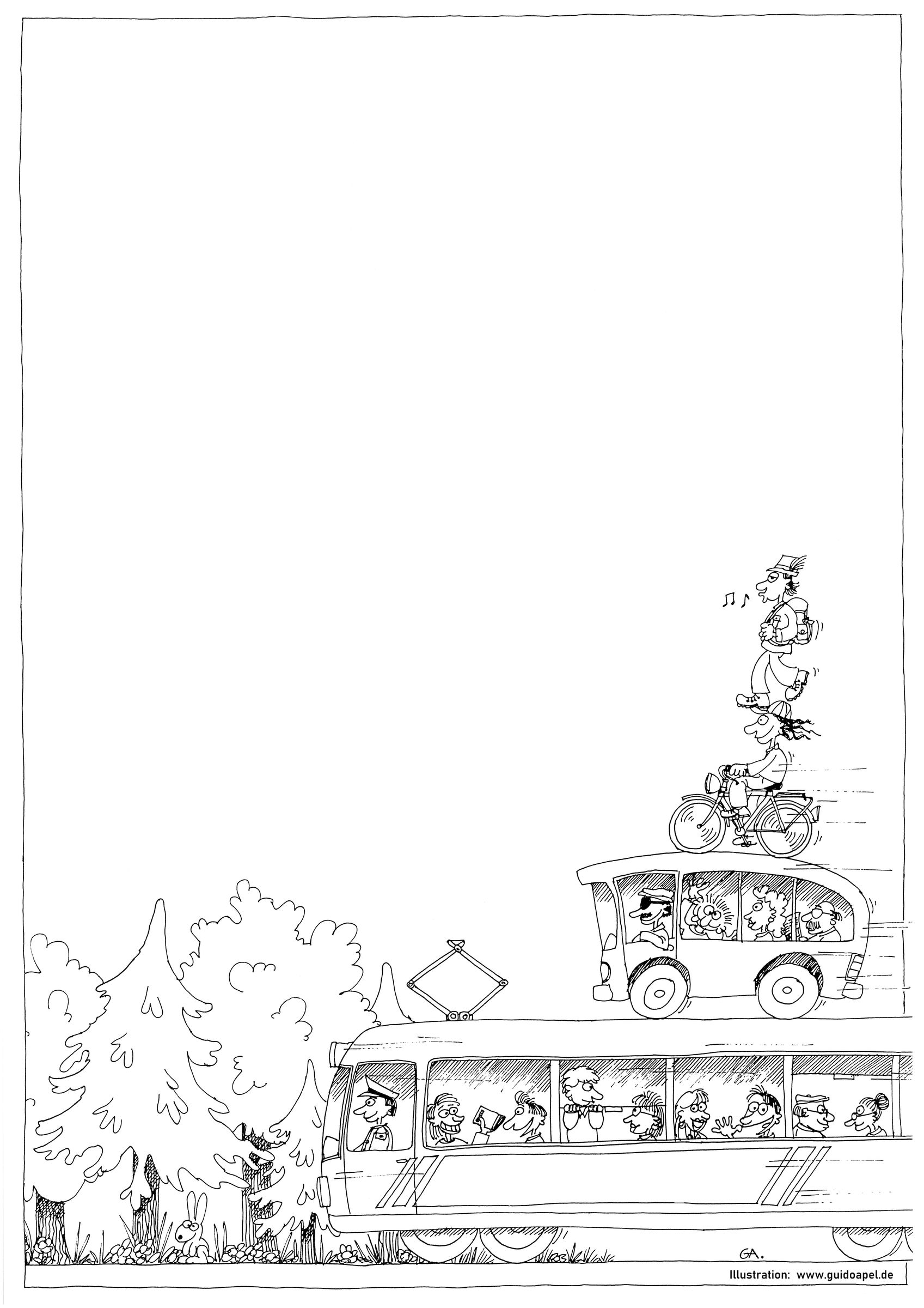 Zeichnung von Guido Apel: Verkehrsmusikanten