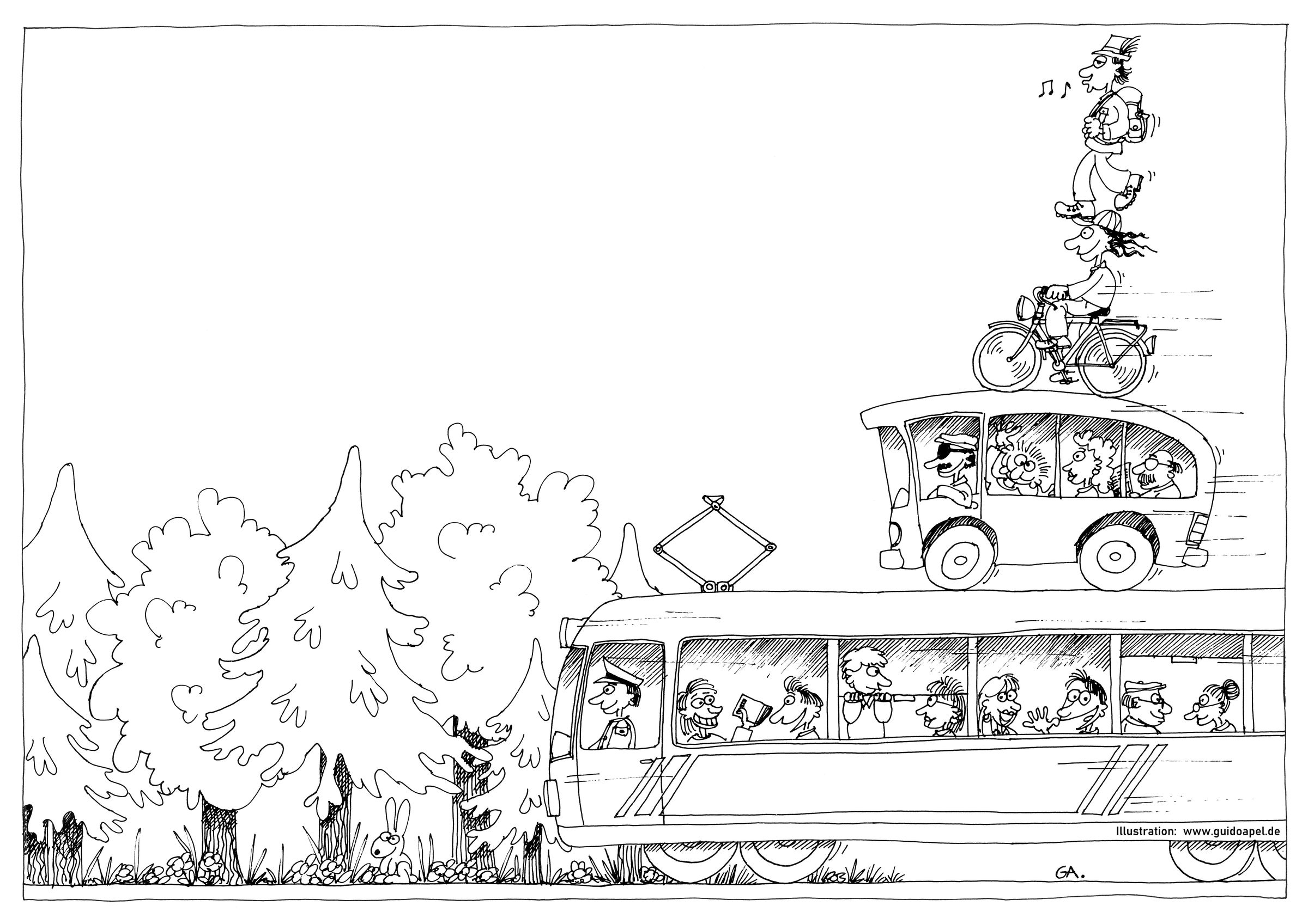 Zeichnung von Guido Apel: Verkehrsmusikanten