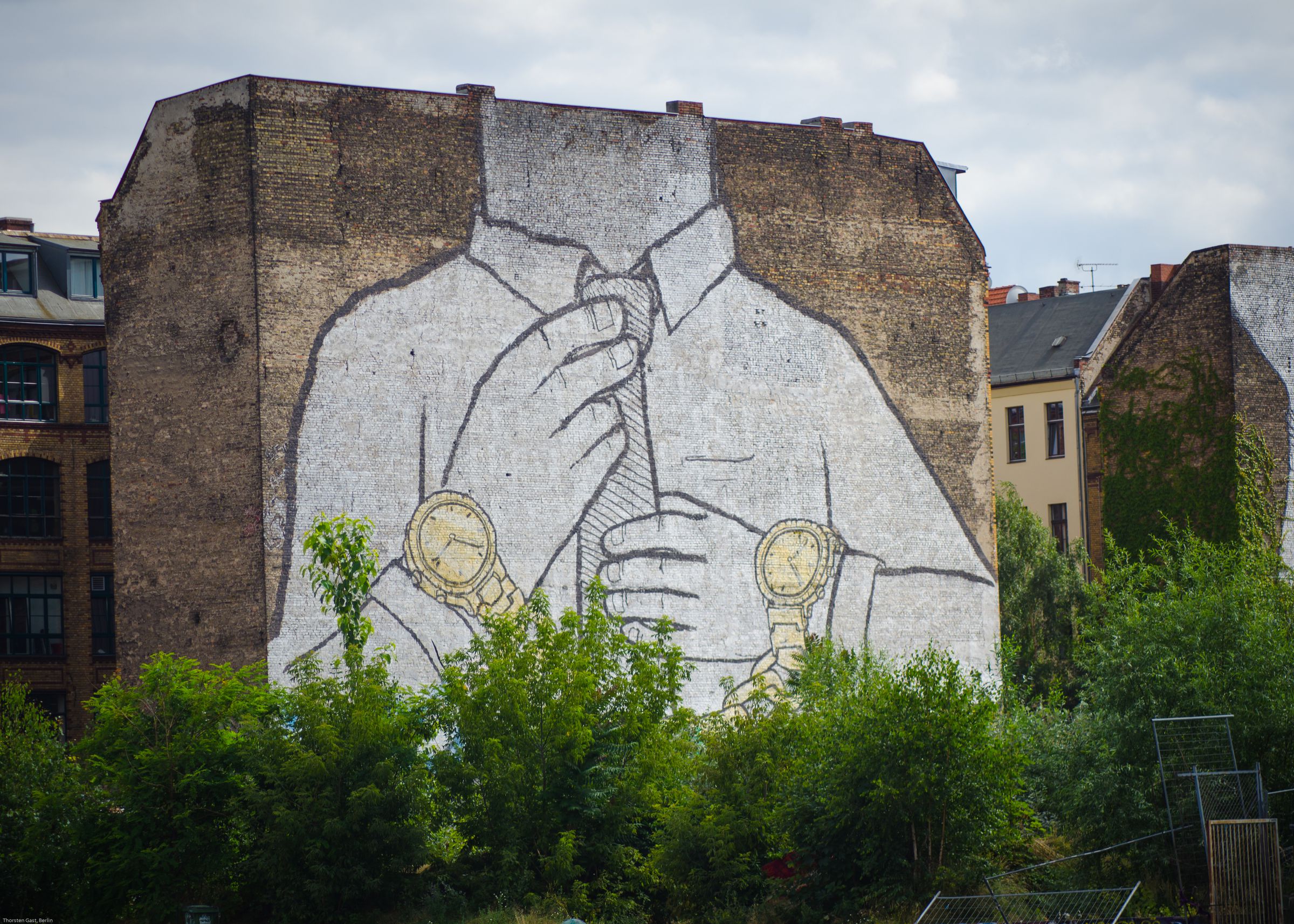 Ein kleines Wäldchen vor einer besprayten Ziegelwand. Stadtbrachen bringen Grün in die Stadt. (Foto: photocase.com/jock+scott) 