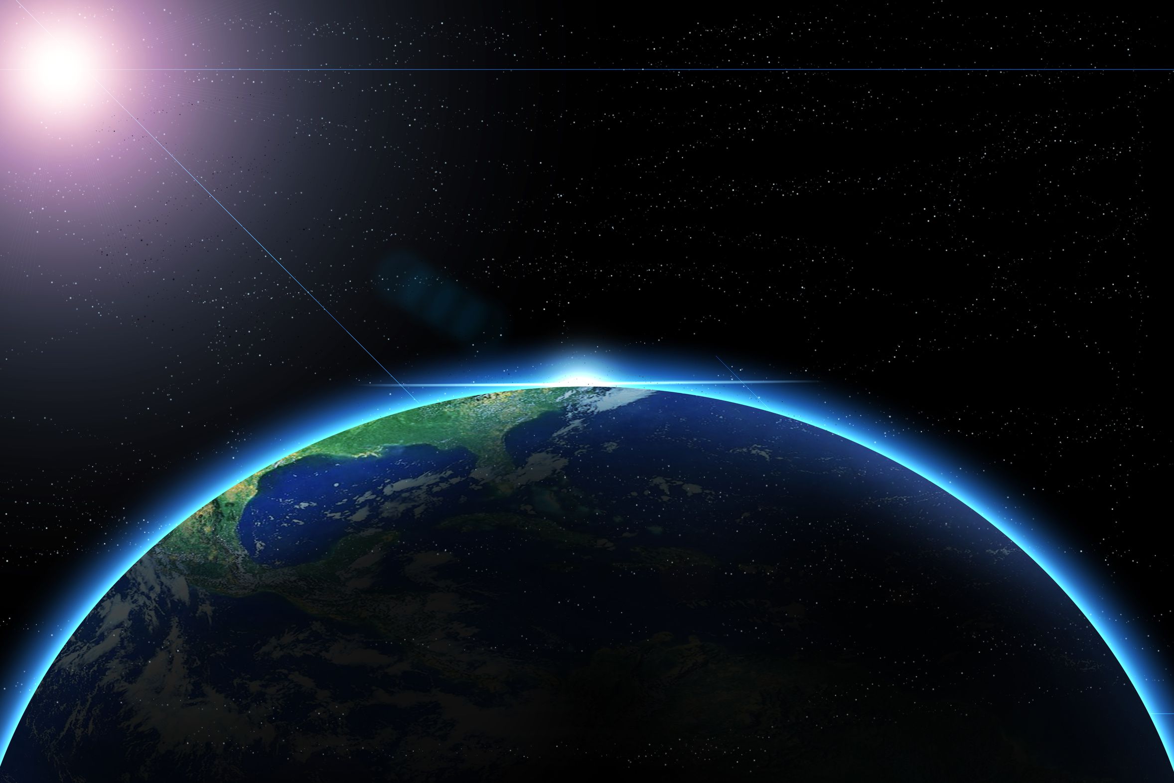 Die Erde aus dem Weltraum, angestrahlt von der Sonne (Foto: Yvonne Weis/fotolia.com)