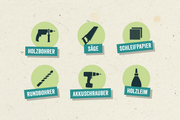 Hummelhaus bauen: Die Grafik zeigt, welches Werkzeug man dafür braucht. 