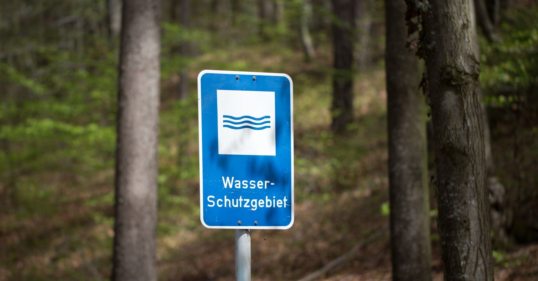 Trinkwasserschutzgebiete in Bayern: Ein Schild im Wald weist auf ein Wasserschutzgebiet hin. (Foto: Chris Redan/stock.adobe.com)