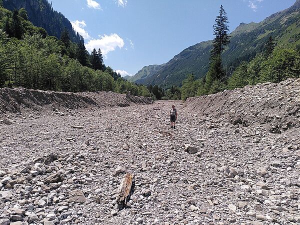 Zerstörter Rappenalpbach im Rappenalptal (Foto: Thomas Frey).